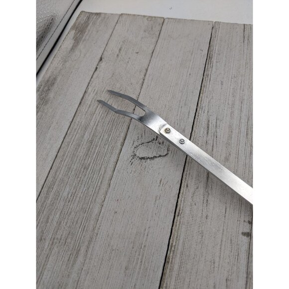 Vintage Heuck Meat Utility Fork Black Handle 11 1/2" Chrome - Picture 7 of 8